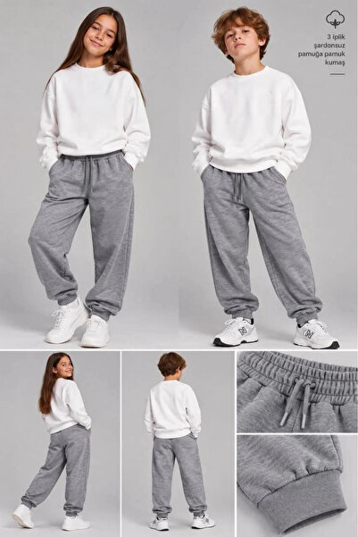 Kidmark Çocuk Modası Unisex Gray Jogger Tracksuit Bottom