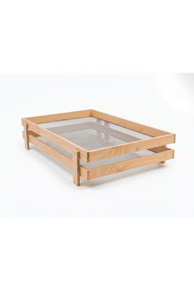 Limon Dekor Doğal Huş Ağacı İstiflenebilir Gıda Kurutma Teli - Büyük 2'li Set (73x45 cm) - Ahşap Meyve, Sebze ve Ot Kurutmalık Tepsisi