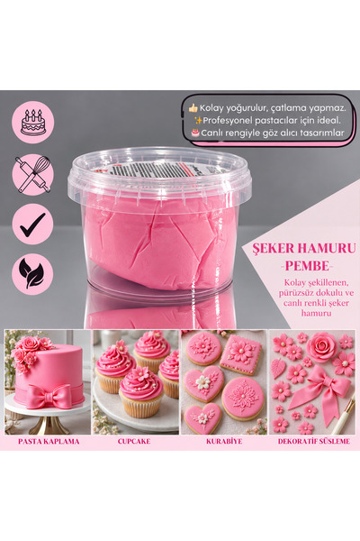 ŞEKER & SUGAR Şeker Sugar PEMBE Şeker Hamuru 200 gr
