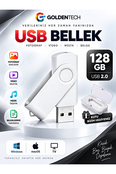 Golden Tech 128 GB Metal Başlıklı Flash Bellek Ve Plastik Kutu
