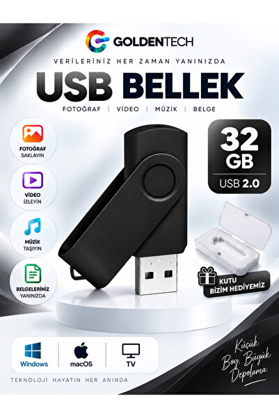 Golden Tech 32 GB Metal Başlıklı Flash Bellek Ve Plastik Kutu