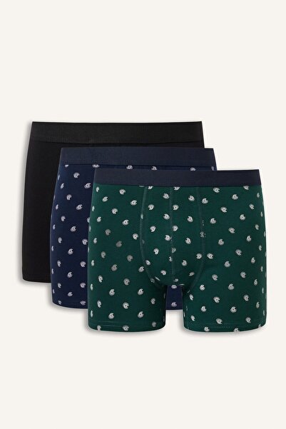 DeFacto Regular Fit Patterned Cotton 3-Piece Boxer with Elastic Waistband I22...