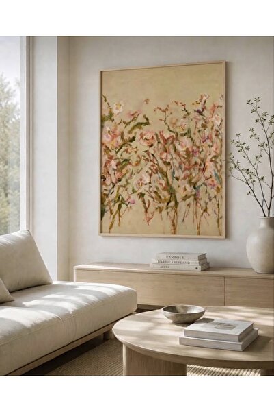 Boho wellness studio Çerçeveli MDF Pastel Çiçek Bahçesi Tablo | Modern Floral...