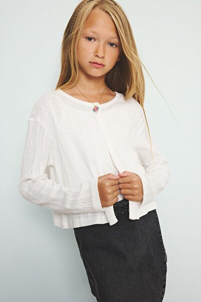 DeFacto 100% Cotton Round Neck Buttoned Ribbed Basic Cardigan for Girls I2714...
