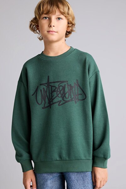 DeFacto Oversize Crew Neck Rebel Printed Sweatshirt for Boys I3168A826Wn