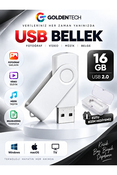 Golden Tech 16 GB Metal Başlıklı Flash Bellek Ve Plastik Kutu