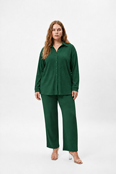 Elisho Shirt Collar Wrinkle Fabric 2-Piece Set