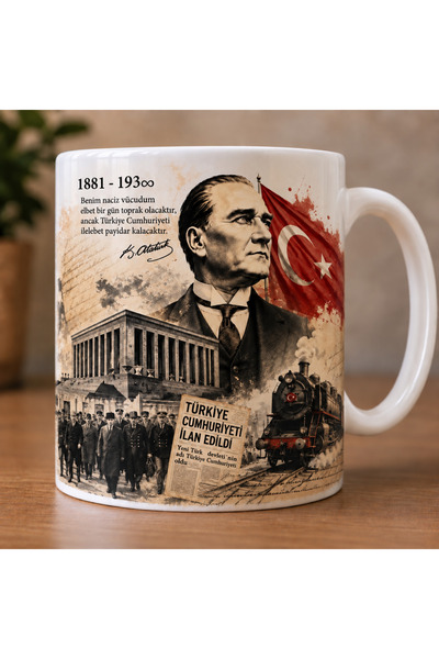 yeşil köşe Atatürk Temalı Baskı Kupa &Hediye Kupa