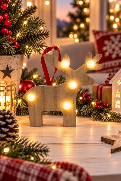 MAGICLEDCORNER Ren Geyiği Led Işıklı Yılbaşı Ağaç Süsü