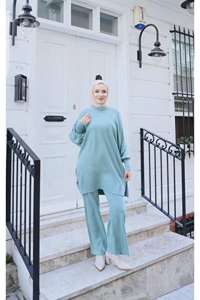 NİSUM MODA طقم محبوك بأكمام بالون