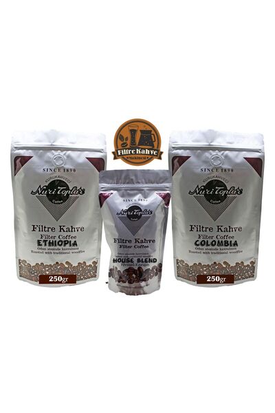 Nuri Toplar Filtre Kahve Ethiopia Ve Colombia House Blend 3'lü Paket