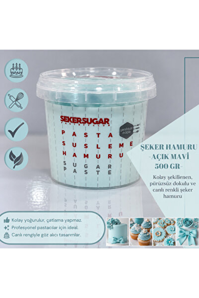 ŞEKER & SUGAR Şeker & Sugar - AÇIK MAVİ (BEBE MAVİ) Şeker Hamuru 500gr