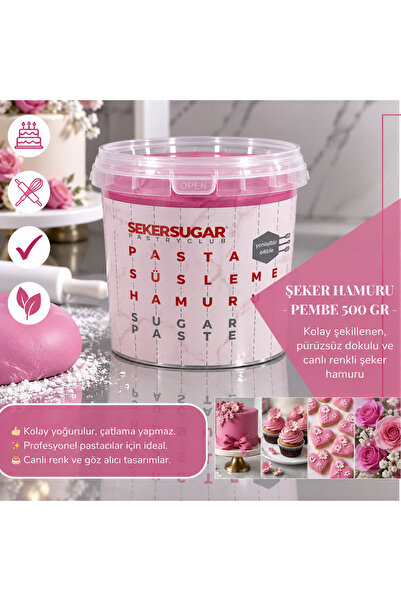 ŞEKER & SUGAR Şeker & Sugar - PEMBE Şeker Hamuru 500gr