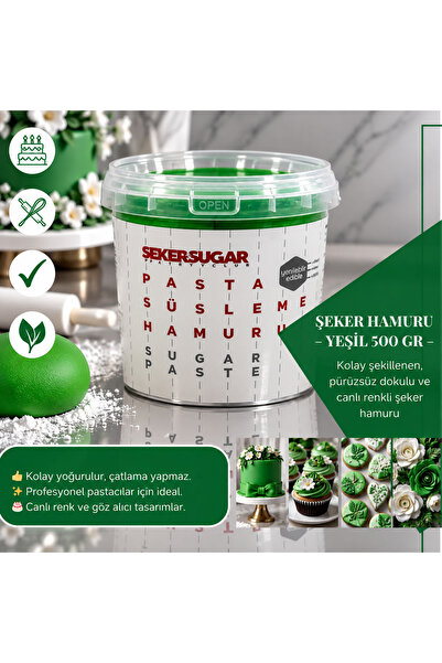 ŞEKER & SUGAR Şeker & Sugar - YEŞİL Şeker Hamuru 500gr
