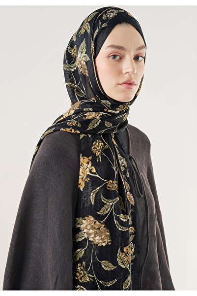Freshscarfs Bloomy Desen Soft Viskon Şal Siyah