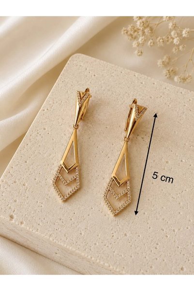 ACAR TAKI Xuping Rose Color Hanging Triangle Earrings Acr9851