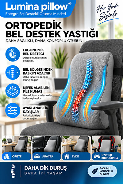 Ortopedik Oturma Minderi Bel Sırt Destek Yastığı Ergonomik Ofis Sandalye Araç Koltuk Minderi %100 vısco