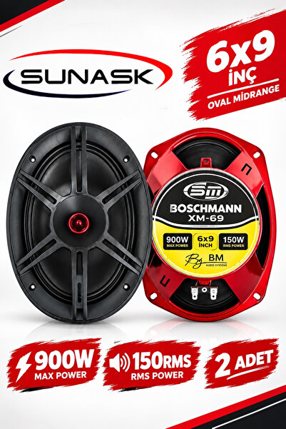 SUNASK Bm Audıo 900 Watt 150 Rms Oval Midrange Mermi Göbek Oto Hoparlör Amfi ...