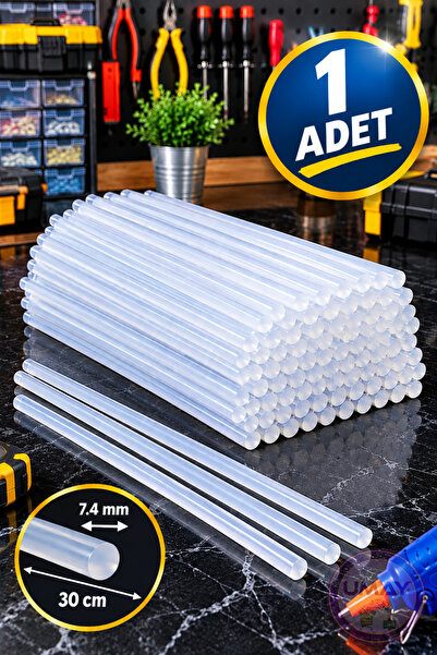 ibico İnce Silikon Çubuk 7.4 mm 30 cm Sıcak Silikon Tabanca Mumu Şeffaf Güçlü...