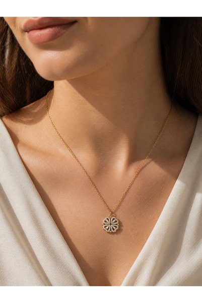 ACAR TAKI Steel Gold Color, Openable, Magnetic, Heart, Clover Lucky Pendant 4...