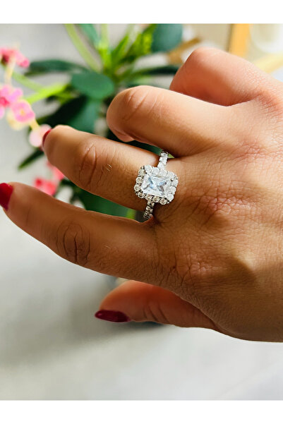 ACAR TAKI Adjustable Silver Color Baguette Stone Ring Acr0138