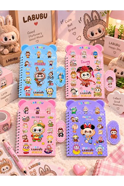 ÖZ OFİS Sevimli Labubu Sticker Defter 16 Sayfa Sticker 8 Sayfa Not Defteri - ...