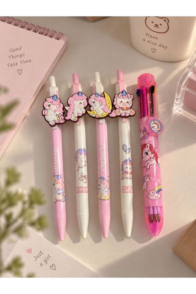 ÖZ OFİS 4'lü Unicorn 0.7 Uçlu Kalem Seti - Pastel Renkler Uçlu Kalem - 8 Renk...