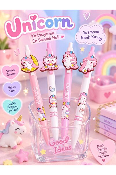 ÖZ OFİS Unicorn Temalı 0.7 Uçlu Kalem - Pastel Soft Renkler Uçlu Kalem - Kawa...