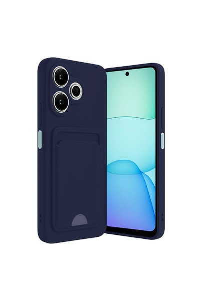 OtoTech حافظة هاتف شاومي ريدمي 13 4G من السيليكون مع بطاقة كيلفن - أزرق داكن