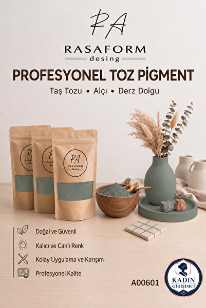 RasaForm Dumanlı Adaçayı Toz Pigment – Taş Tozu, Beton, Alçı, Seramik ve Derz...