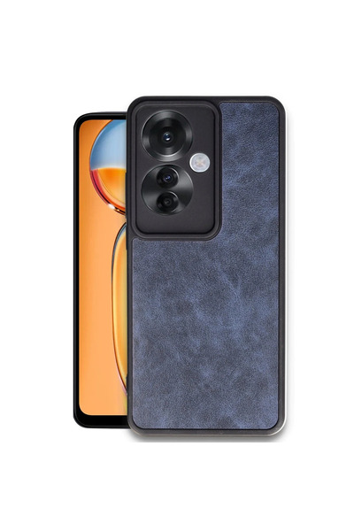 OtoTech Oppo Reno 11F Case Aras Leather Cover - Navy Blue