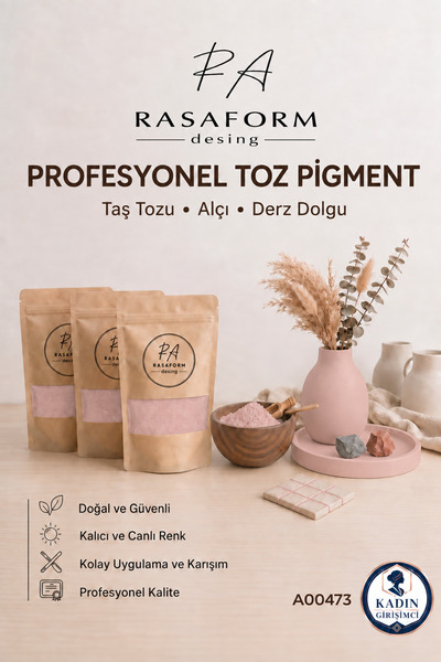 RasaForm Kül Pudra Pembe Toz Pigment – Taş Tozu, Beton, Alçı, Seramik ve Derz...