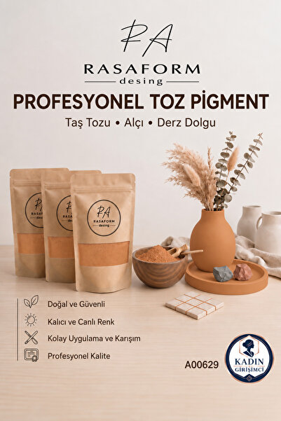 RasaForm Pastel Yoğun Terracotta Toz Pigment – Taş Tozu, Beton, Alçı, Seramik...