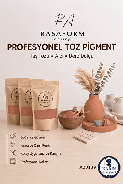 RasaForm Açık Mercan Toz Pigment – Taş Tozu, Beton, Alçı, Seramik ve Derz boy...