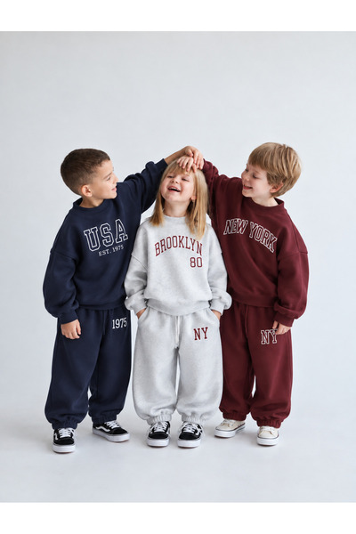 daisydolly Unisex Çocuk Pamuklu Baskı Detaylı Alt Üst Takım