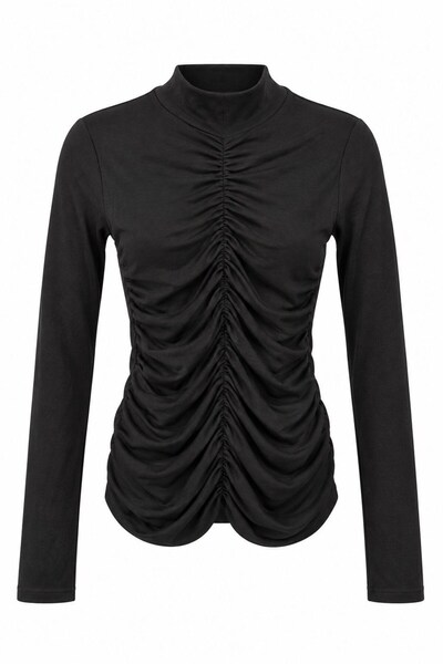 Juuuj Black Stretchy Textured Turtleneck Long Sleeve Slim Fit Knitted Blouse ...