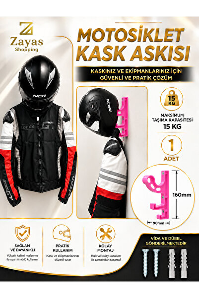 Zayas Shopping Duvara Monte PEMBE-Motosiklet Kask Askısı, Mont ve Anahtarlık ...