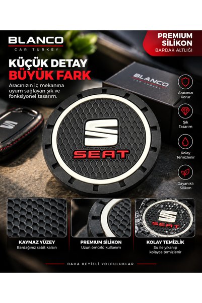 Home Seat Logo Silicone Cup Holder Coasters Set of 2 In-Car Cup Coaster Accessory