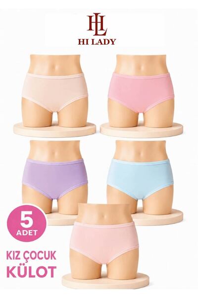 Hilady Pack of 5 Girls' Cotton Soft Color Children's Panties