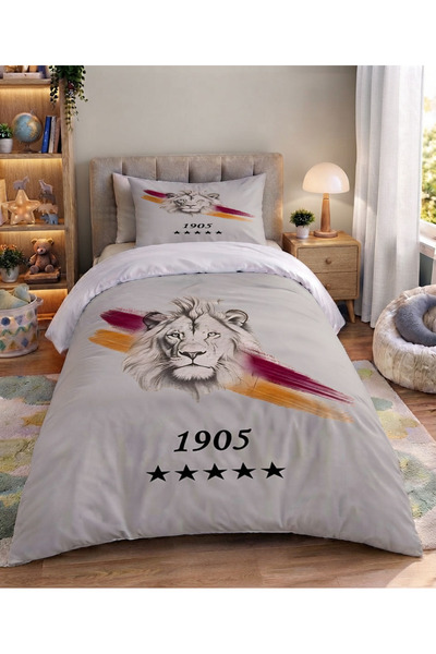 Şen Dekorasyon Fan Lion Patterned Children's Duvet Cover Set