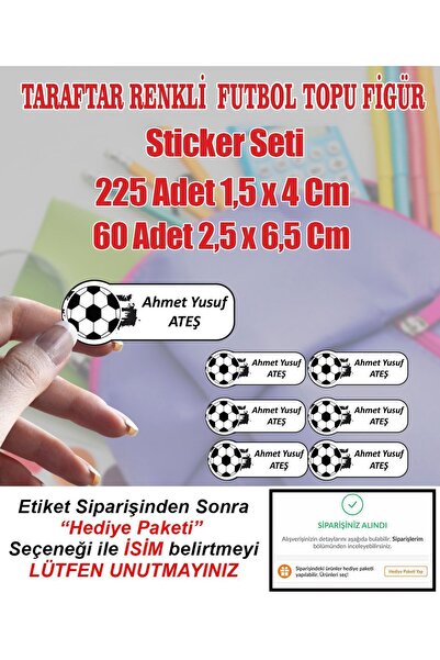 Aysprint TARAFTAR Okul Etiketi Kırtasiye Defter Kalem Matara Çanta Kalemkutu ...