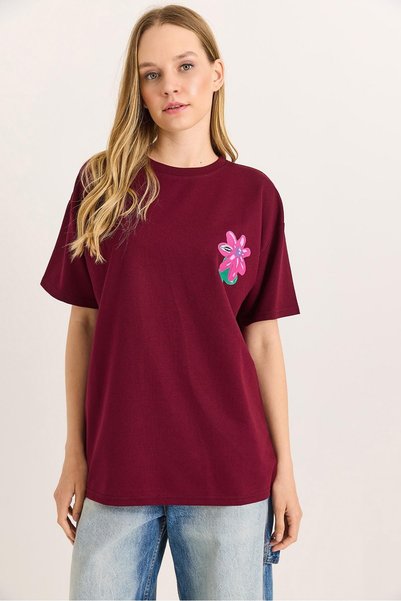 Juuuj Tricou cu mânecă scurtă, cu decolteu rotund, din țesătură cu două fire,...