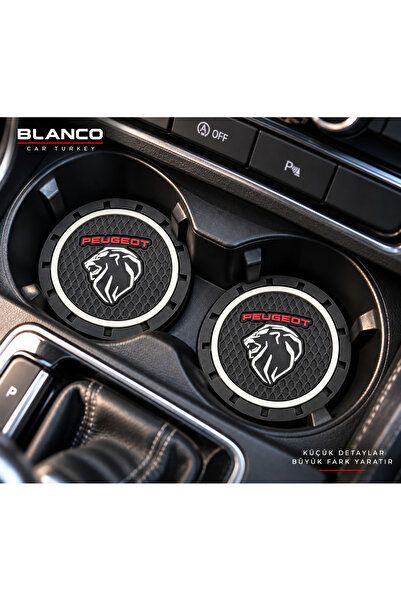 Home Peugeot Logo Silicone Cup Coasters Set of 2 In-Car Cup Coaster Accessory