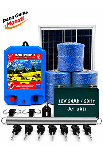 KORUYUCU ÇİT Koruyucu Elektrikli Çit Sistemi Domuz Ayı Kovucu Monokristal Güneş Panelli Akülü (STR-İ1500M)
