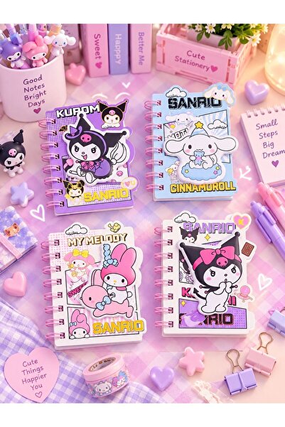 ÖZ OFİS Sanrio Kuromi My Melody Cinnamaroll Temalı Pofuduk Kapak Defter - Not...