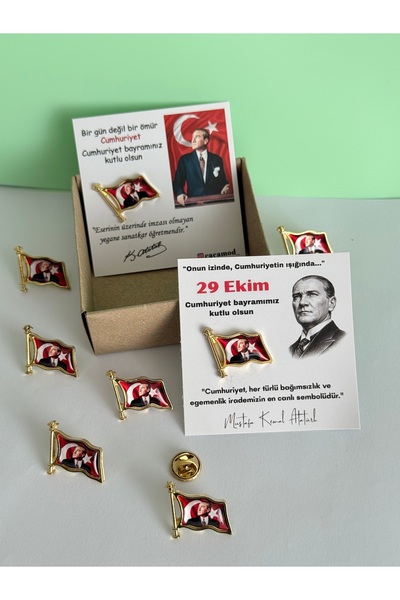 Cacamod Türk Bayraklı Atatürk Yaka Rozeti Broş 29 Ekim Cumhuriyet Bayramı 10 ...