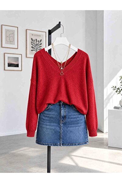 sumoda Women's Clothing Blouse Knitwear Sweater Front Back V Neck Balloon Sle...
