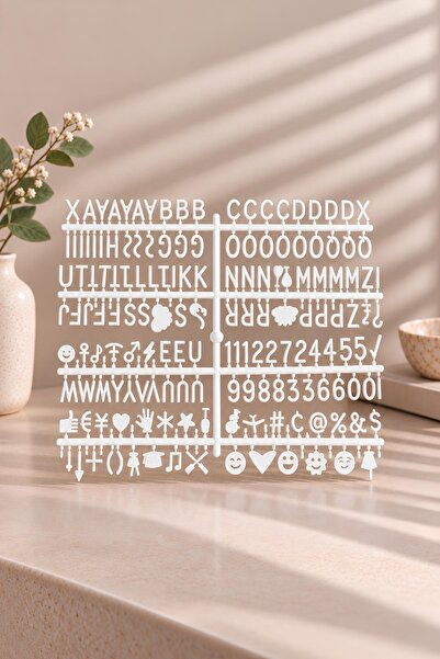 Patladı Gitti Emojili Beyaz Harf Seti, Yazı Panosu İçin