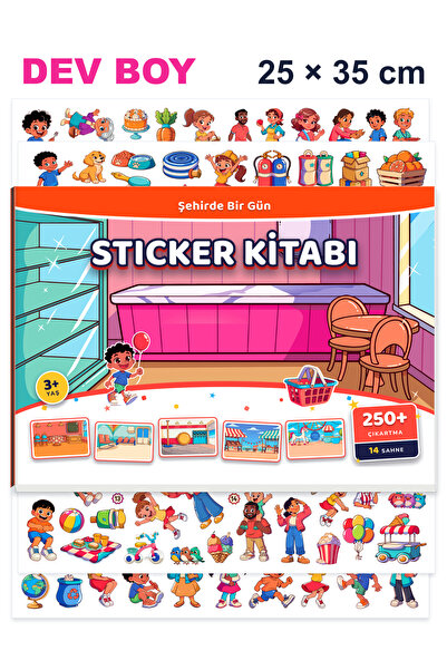 minkino Dev Boy Sticker Kitabı 25x35 cm - Şehirde Bir Gün | 250+ Sticker