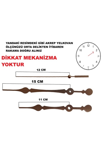 Duvar Saati Mekanizması İçin Akrep Yelkovan Saniye Büyük Boy (MALZEME METAL) 3 RENK MEKANİZMA YOKTUR